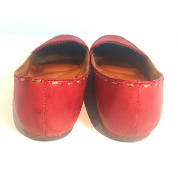 BORN WMS 8 MAPLE LOAFERS RED LEATHER BASKET WEAVE BOHO - Picture 5 of 9